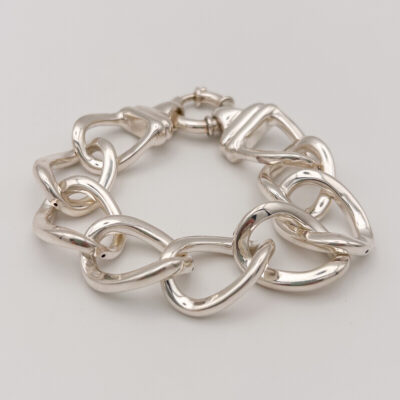 Bracelet - Gourmette - Bracelet grosse maille - Argent 925 - Maille plate bracelet