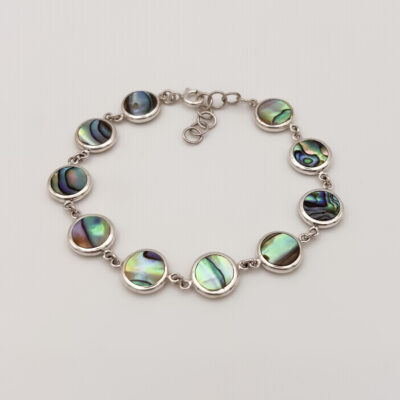 Bracelet argent 925- Bracelet nacre ormeau coquillages - Réversible nacre blanche et ormeau