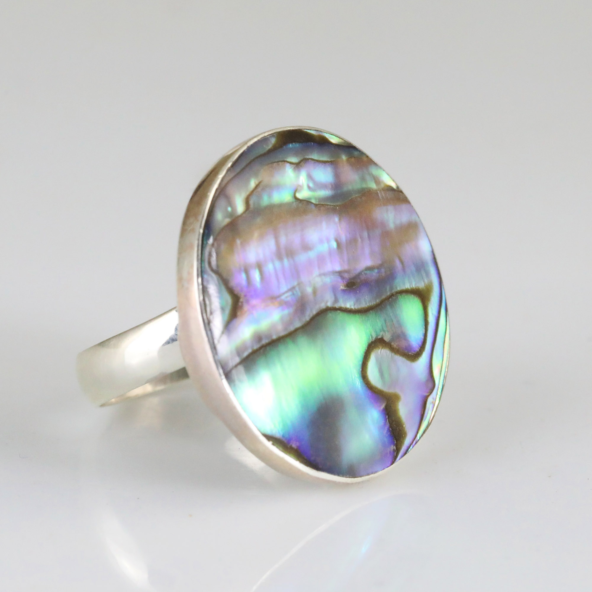 Bague ronde- Argent 925 - Nacre ormeau – Image 2