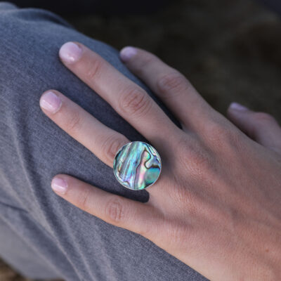 Bague ronde- Argent 925 - Nacre ormeau